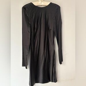 Black Long-Sleeve Silk Dress